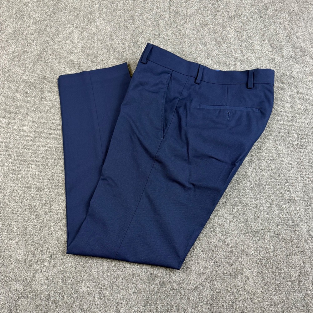 Kenneth Cole Reaction Mens Techni-Cole Slim Fit Dress Pants Navy Blue 30W 30L
